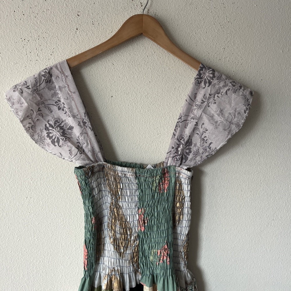 Ashley Taylor Patchwork Dress Strap Smock Boho Festival Hippie Colorful OS New - Picture 16 of 16